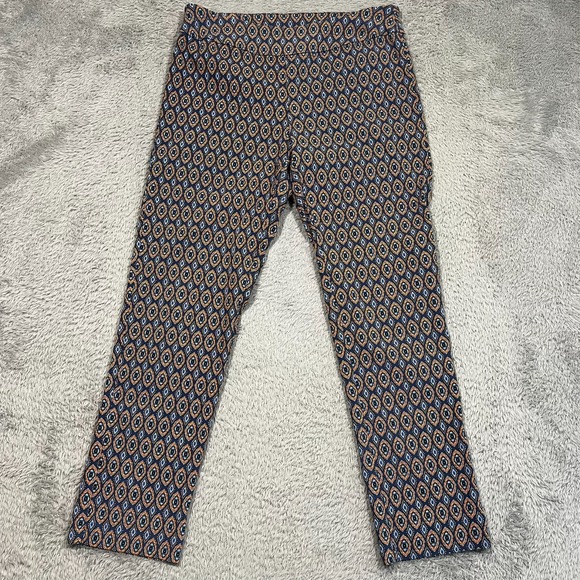 Melissa Paige Pull On Pants Slacks Women's L 32x28 Blue Orange Geometric - Picture 1 of 15